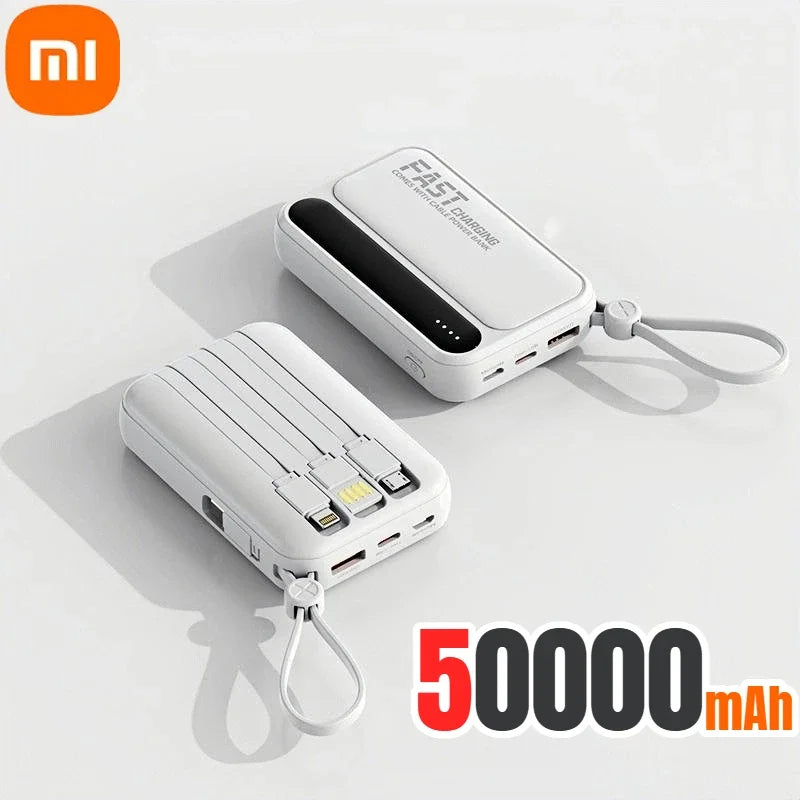 Xiaomi 500000mAh Power Bank Large Capacity 4 In1 Cables Intelligent Digital Display Light Portable Powerbank For iPhone Huawei