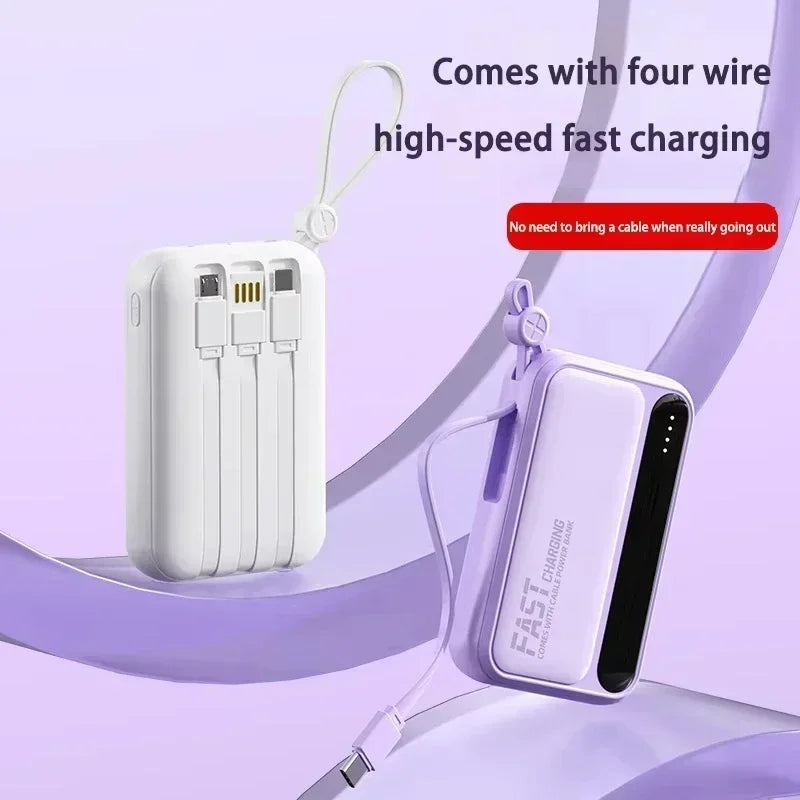 Xiaomi 500000mAh Power Bank Large Capacity 4 In1 Cables Intelligent Digital Display Light Portable Powerbank For iPhone Huawei