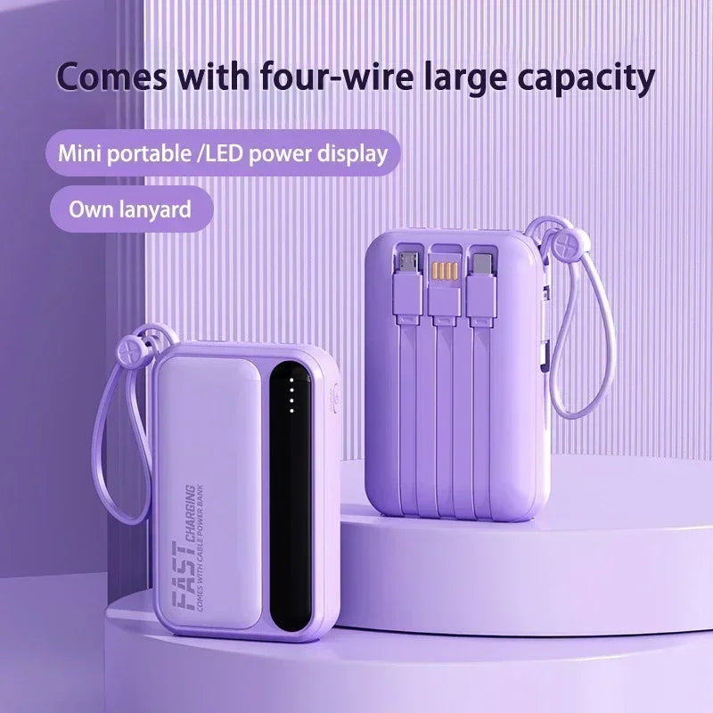 Xiaomi 500000mAh Power Bank Large Capacity 4 In1 Cables Intelligent Digital Display Light Portable Powerbank For iPhone Huawei
