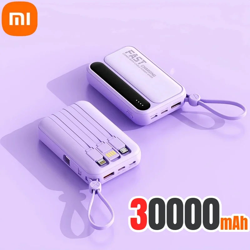 Xiaomi 500000mAh Power Bank Large Capacity 4 In1 Cables Intelligent Digital Display Light Portable Powerbank For iPhone Huawei